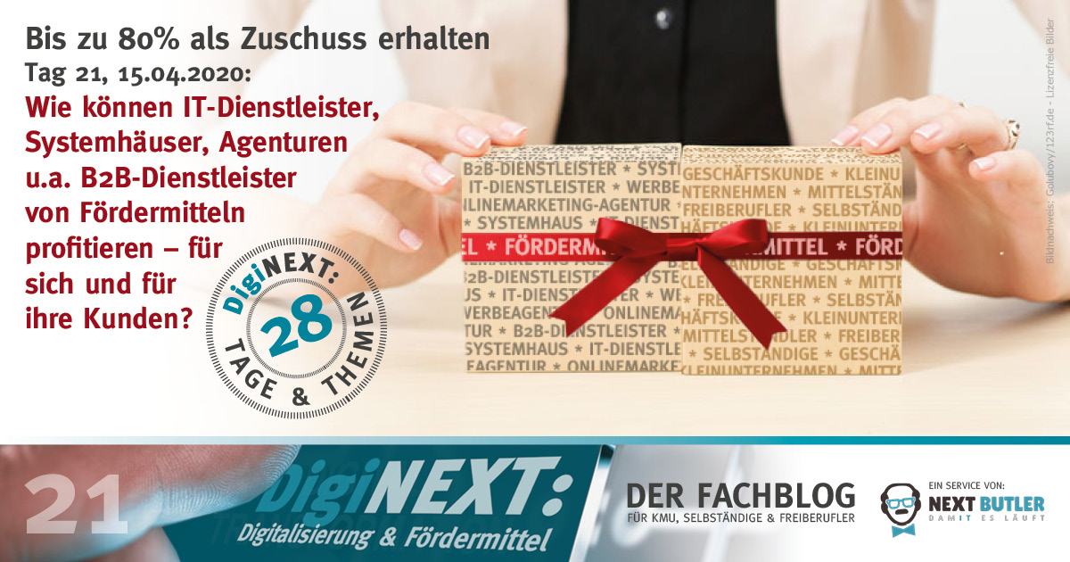 Wie können IT-Dienstleister, Systemhäuser, Agenturen u.a. B2B-Dienstleister von Fördermitteln profitieren – für sich und für ihre Kunden?